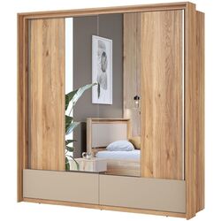 Dulap-cupe cu oglinda Helvetia Impressio 2D2SZ 210 cm (Mauvella Oak/Congo) Thumb