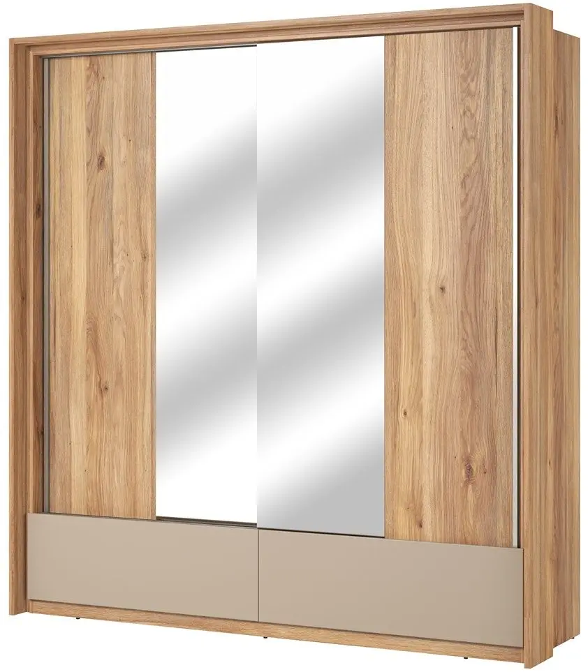 Dulap-cupe cu oglinda Helvetia Impressio 2D2SZ 210 cm (Mauvella Oak/Congo)