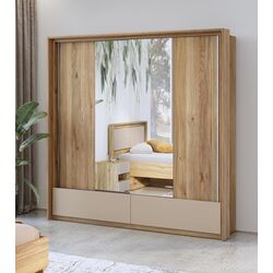 Dulap-cupe cu oglinda Helvetia Impressio 2D2SZ 210 cm (Mauvella Oak/Congo)