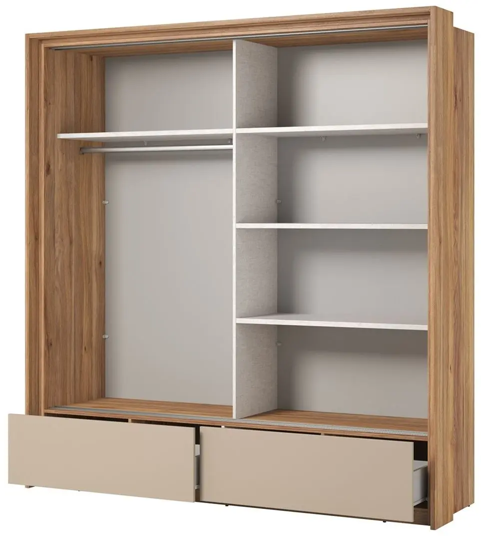 Dulap-cupe cu oglinda Helvetia Impressio 2D2SZ 210 cm (Mauvella Oak/Congo)