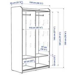 Dulap-cupe Ikea Hauga cu usi glisante 118x55x199 (Gri) Thumb