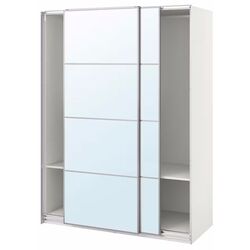Dulap-cupe Ikea Pax/Grimo 2 rafturi/bara/oglinda 150x66x236 (Alb) Thumb