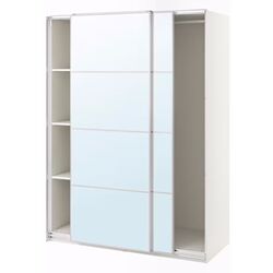Dulap-cupe Ikea Pax/Grimo 3 rafturi/bara/oglinda 150x66x201 (Alb) Thumb