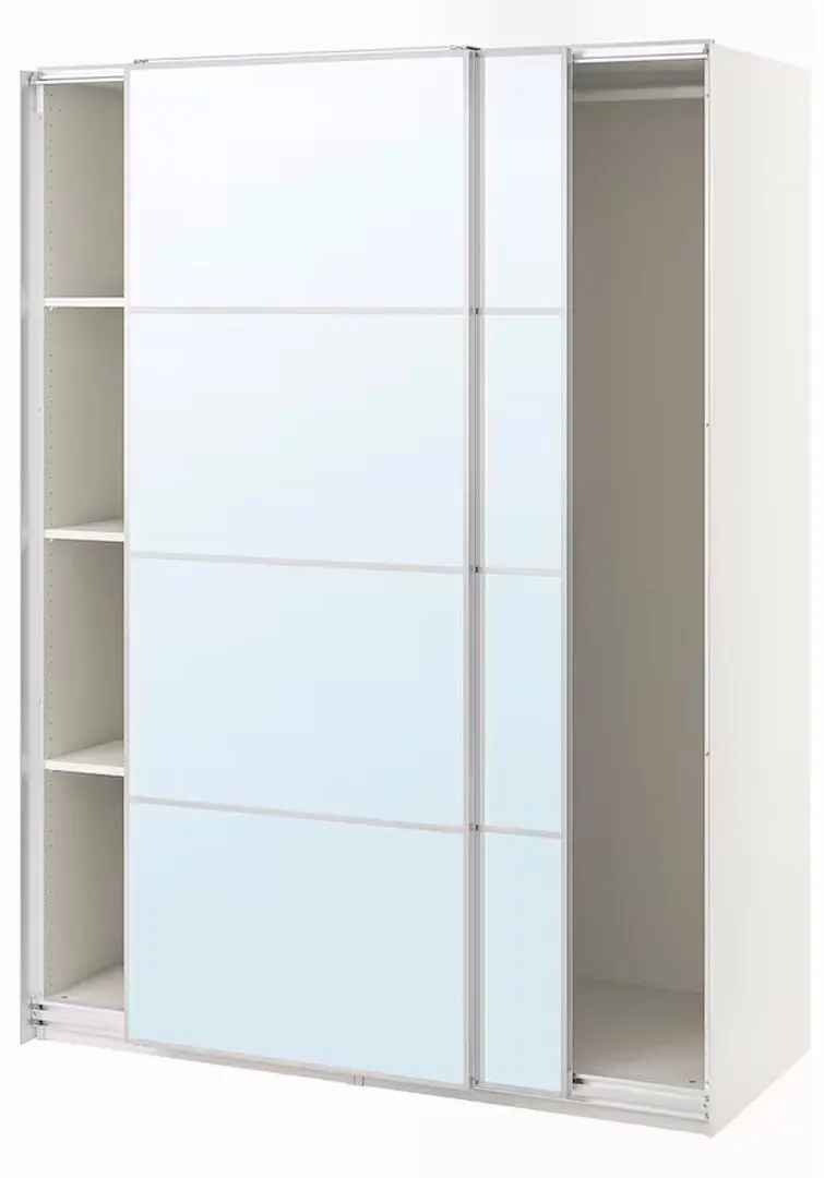 Dulap-cupe Ikea Pax/Grimo 3 rafturi/bara/oglinda 150x66x201 (Alb)