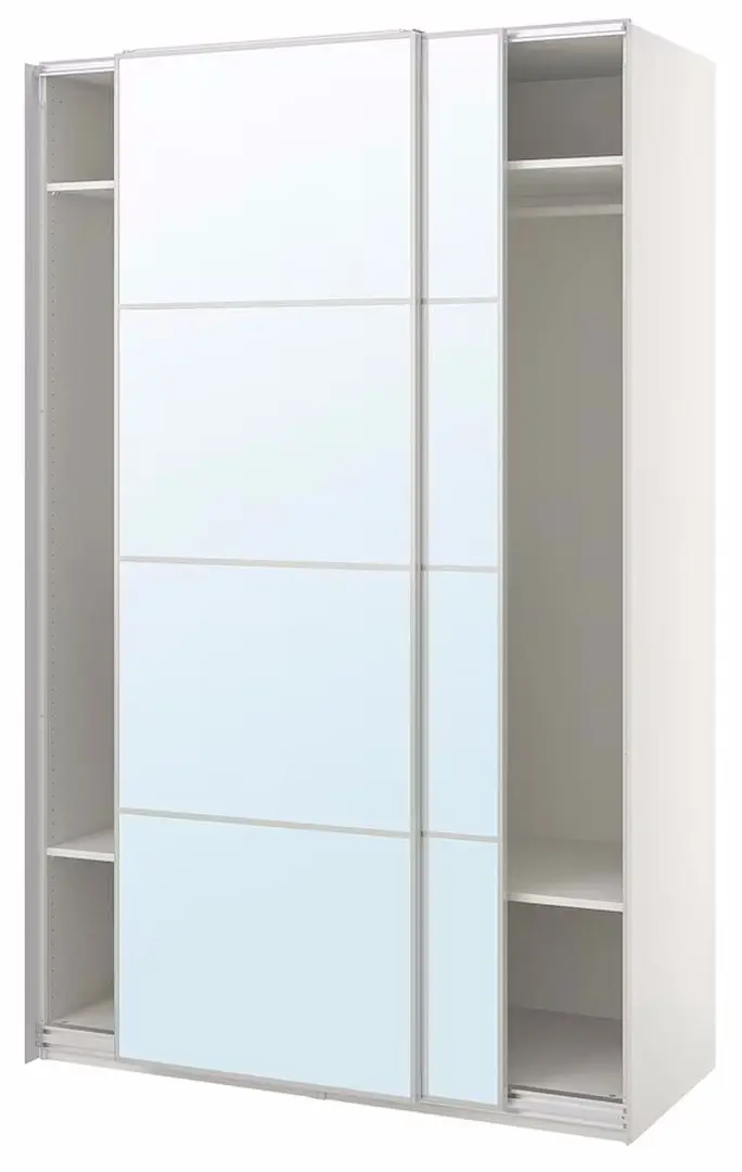 Dulap-cupe Ikea Pax/Auli 4 rafturi/bara/oglinda 150x66x236 (Alb)