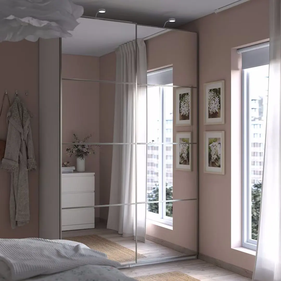 Dulap-cupe Ikea Pax/Auli 4 rafturi/bara/oglinda 150x66x236 (Alb)