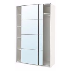 Dulap-cupe Ikea Pax/Auli 5 rafturi/bara/oglinda 150x66x236 (Alb) Thumb