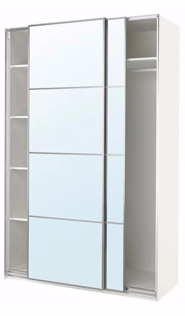 Dulap-cupe Ikea Pax/Auli 5 rafturi/bara/oglinda 150x66x236 (Alb)