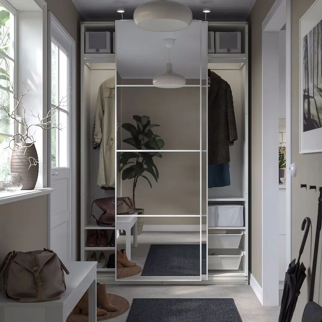 Dulap-cupe Ikea Pax/Auli rafturi/bare/cosuri/oglinda 150x44x236 (Alb)