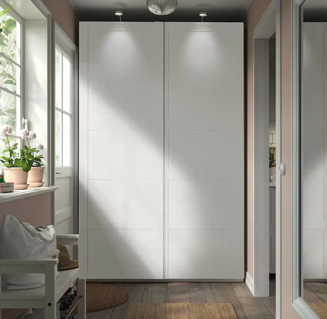 Dulap-cupe Ikea Pax/Grimo rafturi/bare/5 cosuri 150x66x236 (Alb)