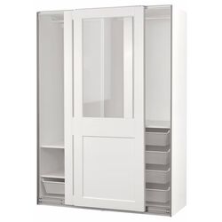 Dulap-cupe Ikea Pax/Grimo 3 rafturi/bare/cosuri/sticla transparenta 150x66x201 (Alb) Thumb
