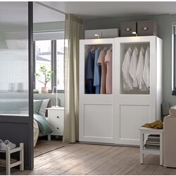 Dulap-cupe Ikea Pax/Grimo 3 rafturi/bare/cosuri/sticla transparenta 150x66x201 (Alb) Thumb