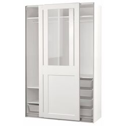 Dulap-cupe Ikea Pax/Grimo 3 rafturi/bare/cosuri/sticla transparenta 150x66x236 (Alb) Thumb