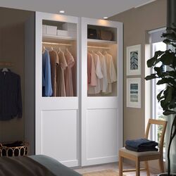 Dulap-cupe Ikea Pax/Grimo 3 rafturi/bare/cosuri/sticla transparenta 150x66x236 (Alb) Thumb