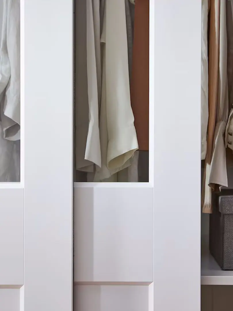 Dulap-cupe Ikea Pax/Grimo 3 rafturi/bare/cosuri/sticla transparenta 150x66x236 (Alb)