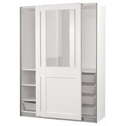 Dulap-cupe Ikea Pax/Grimo 4 rafturi/bare/cosuri/sticla transparenta 150x66x201 (Alb) Thumb