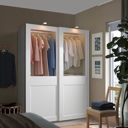 Dulap-cupe Ikea Pax/Grimo 4 rafturi/bare/cosuri/sticla transparenta 150x66x201 (Alb) Thumb