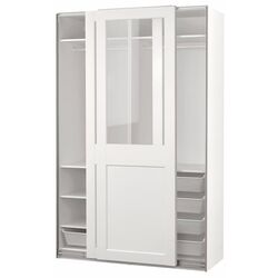 Dulap-cupe Ikea Pax/Grimo 4 rafturi/bare/cosuri/sticla transparenta 150x66x236 (Alb) Thumb