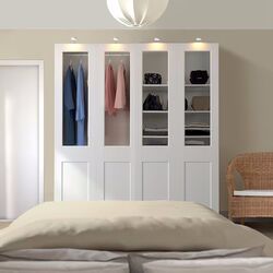 Dulap-cupe Ikea Pax/Grimo rafturi/bara/3 cosuri/sticla transparenta 200x66x201 (Alb) Thumb