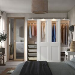 Dulap-cupe Ikea Pax/Grimo rafturi/bara/4 cosuri/sticla transparenta 200x66x201 (Alb) Thumb