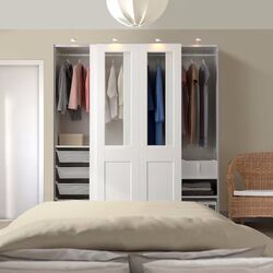 Dulap-cupe Ikea Pax/Grimo rafturi/bara/4 cosuri/sticla transparenta 200x66x201 (Alb) Thumb