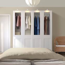 Dulap-cupe Ikea Pax/Grimo rafturi/bara/4 cosuri/sticla transparenta 200x66x201 (Alb) Thumb