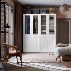 Dulap-cupe Ikea Pax/Grimo rafturi/bara/cosuri/sticla transparenta 200x66x236 (Alb)