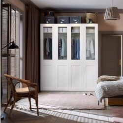 Dulap-cupe Ikea Pax/Grimo rafturi/bare/2 cosuri/sticla transparenta 200x66x236 (Alb)