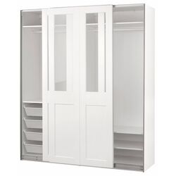 Dulap-cupe Ikea Pax/Grimo rafturi/bare/4 cosuri/sticla transparenta 200x66x236 (Alb) Thumb