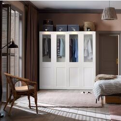 Dulap-cupe Ikea Pax/Grimo rafturi/bare/cosuri/sticla transparenta 200x66x201 (Alb)