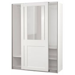 Dulap-cupe Ikea Pax/Grimo rafturi/bare/sticla transparenta 150x66x201 (Alb) Thumb