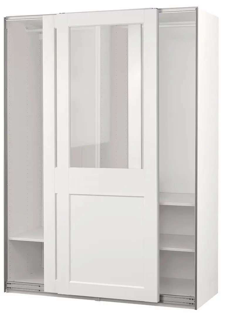 Dulap-cupe Ikea Pax/Grimo rafturi/bare/sticla transparenta 150x66x201 (Alb)