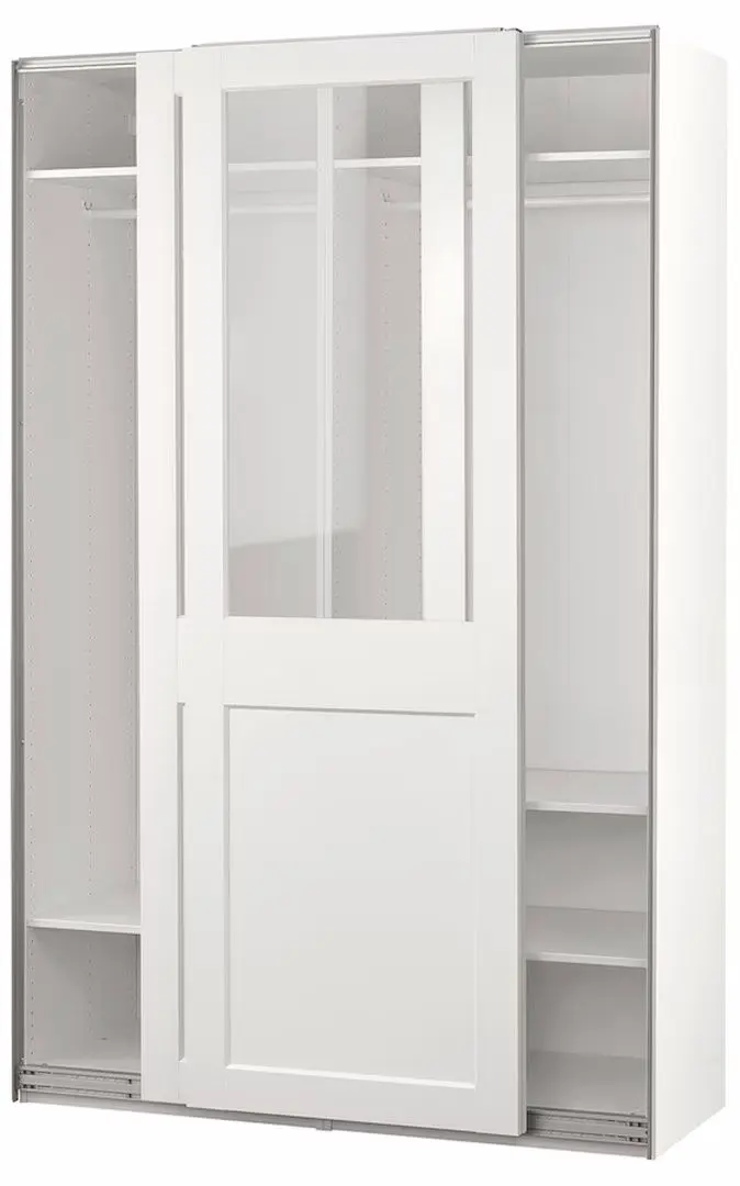 Dulap-cupe Ikea Pax/Grimo rafturi/bare/sticla transparenta 150x66x236 (Alb)