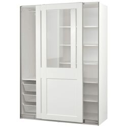 Dulap-cupe Ikea Pax/Grimo sticla transparenta 150x66x201 (Alb) Thumb