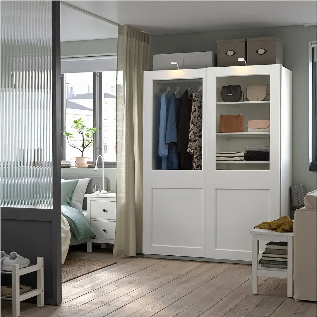 Dulap-cupe Ikea Pax/Grimo sticla transparenta 150x66x201 (Alb)