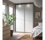 Шкаф-купе Ikea Pax/Hasvik полки/корзины 150x44x236 (Белый)