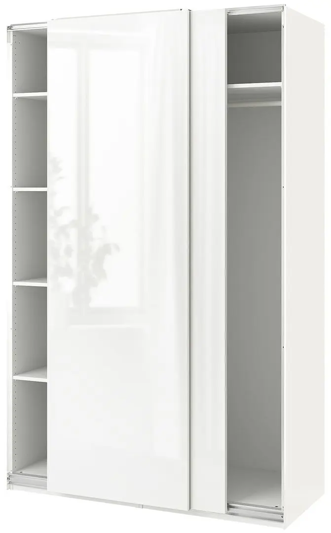 Dulap-cupe Ikea Pax/Hasvik bara/rafturi 150x66x236 (Alb/Alb Lucios)