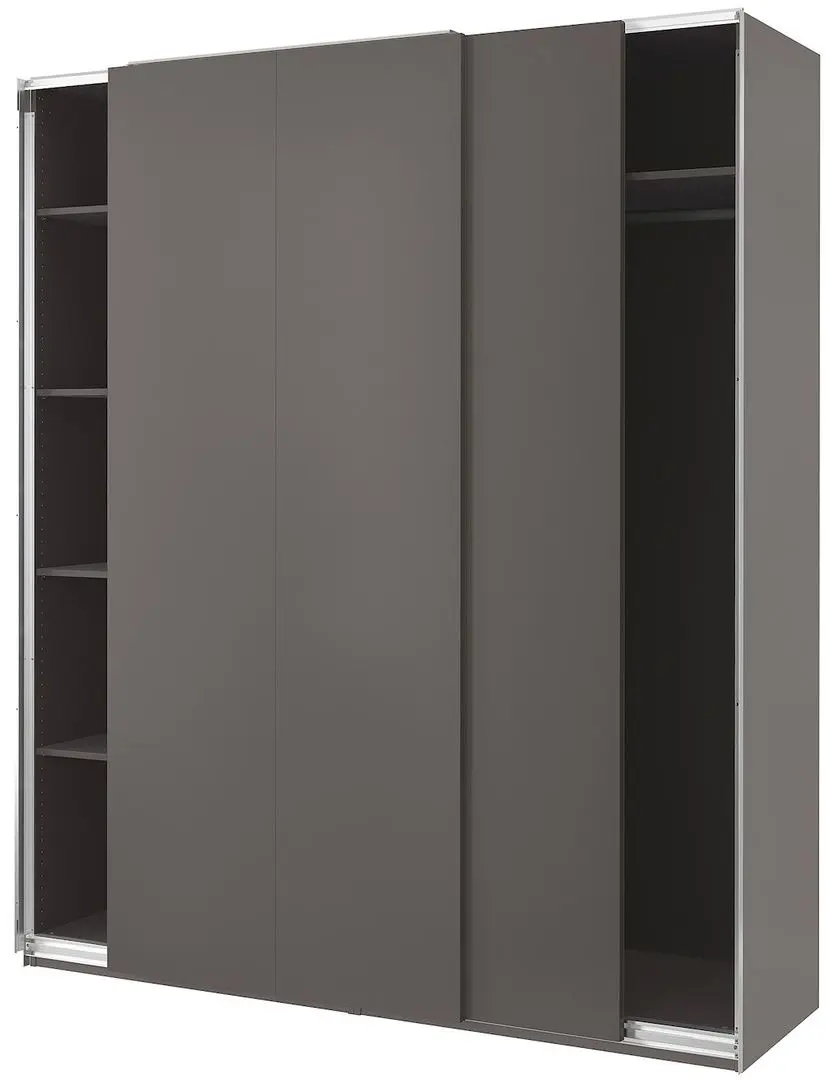 Dulap-cupe Ikea Pax/Hasvik bara/rafturi 200x66x236 (Gri-inchis)