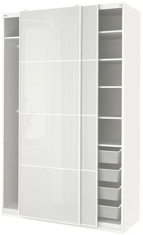 Dulap-cupe Ikea Pax/Hokksund 150x66x236 (Alb/Lucios Gri Deschis)