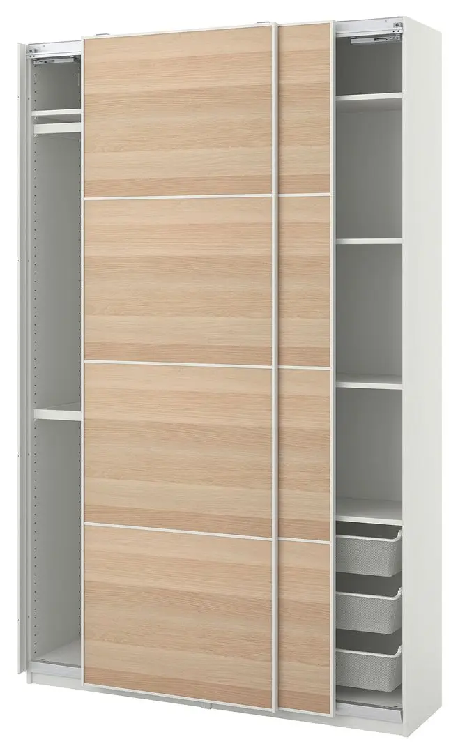 Шкаф-купе Ikea Pax/Mehamn 150x44x236 (Под Беленый Дуб)