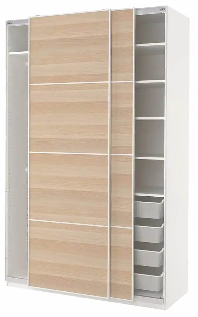 Шкаф-купе Ikea Pax/Mehamn 150x66x236 (Под Беленый Дуб)