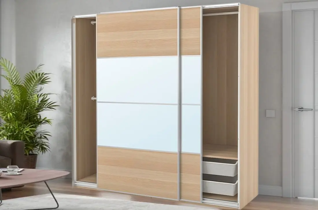 Dulap-cupe Ikea Pax/Mehamn/Auli 200x66x201 (Aspect Stejar Antichizat /Oglinda)