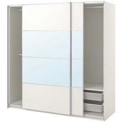 Dulap-cupe Ikea Pax/Mehamn/Auli raft/bare/cosuri/oglinda 200x66x201 (Alb) Thumb