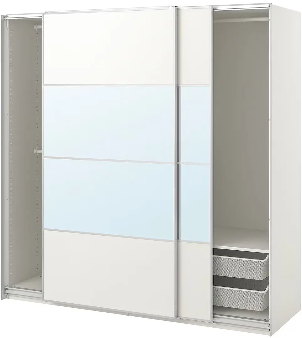 Dulap-cupe Ikea Pax/Mehamn/Auli raft/bare/cosuri/oglinda 200x66x201 (Alb) - 2
