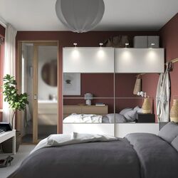 Dulap-cupe Ikea Pax/Mehamn/Auli raft/bare/cosuri/oglinda 200x66x201 (Alb) Thumb
