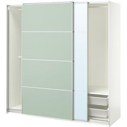 Dulap-cupe Ikea Pax/Mehamn/Auli raft/bare/cosuri/oglinda 200x66x201 (Alb/Verde deschis) Thumb