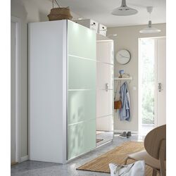 Dulap-cupe Ikea Pax/Mehamn/Auli raft/bare/cosuri/oglinda 200x66x201 (Alb/Verde deschis)