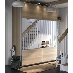 Dulap-cupe Ikea Pax/Mehamn/Auli raft/bare/cosuri/oglinda 200x66x201 (Aspect Stejar Antichizat)