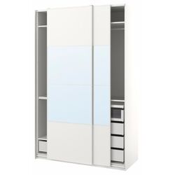 Dulap-cupe Ikea Pax/Mehamn/Auli rafturi/bara/sertare/oglinda 150x66x236 (Alb) Thumb
