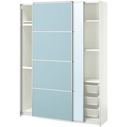 Dulap-cupe Ikea Pax/Mehamn/Auli rafturi/bare/cosuri/oglinda 150x44x201 (Alb/Bleu) Thumb